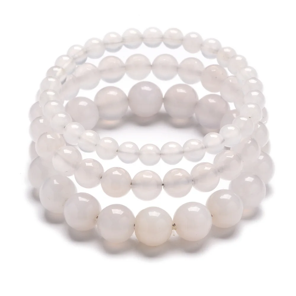

6mm 8mm 10mm White Agate Bead Bracelet Yoga Chakra Healing Friend Bracelets