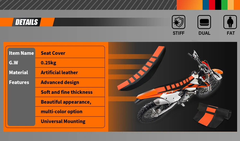 Чехол для мотоциклетного сиденья dirtbike мягкий чехол в полоску 65 85 125 200 250 300 350 400 450