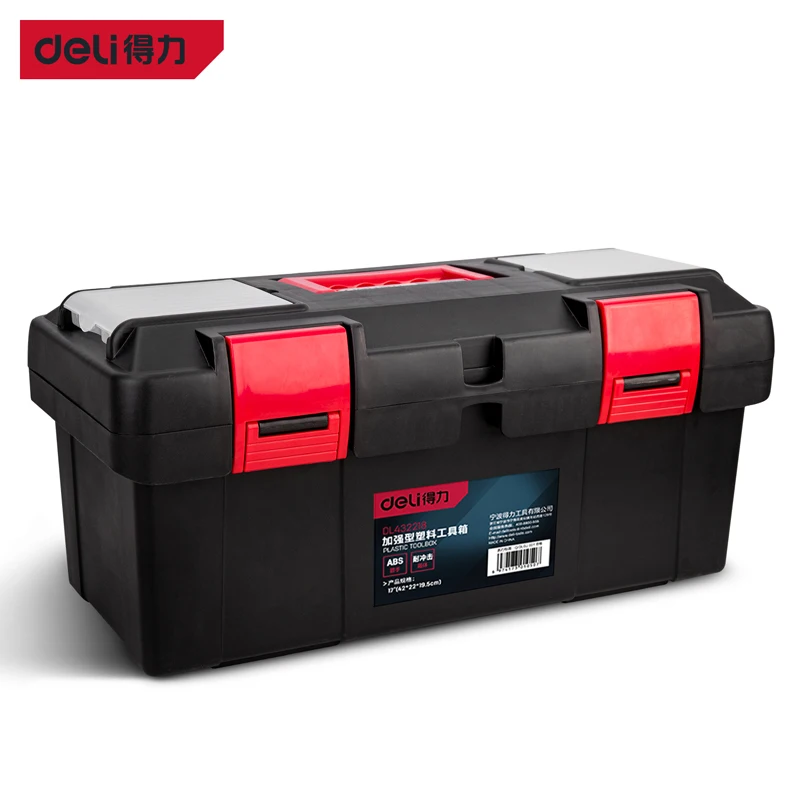 Deli Multifunction Double Layer Storage Tool Boxes Plastic Tool Case Large Capacity Tool Box Household Hard Case Tool Organizer