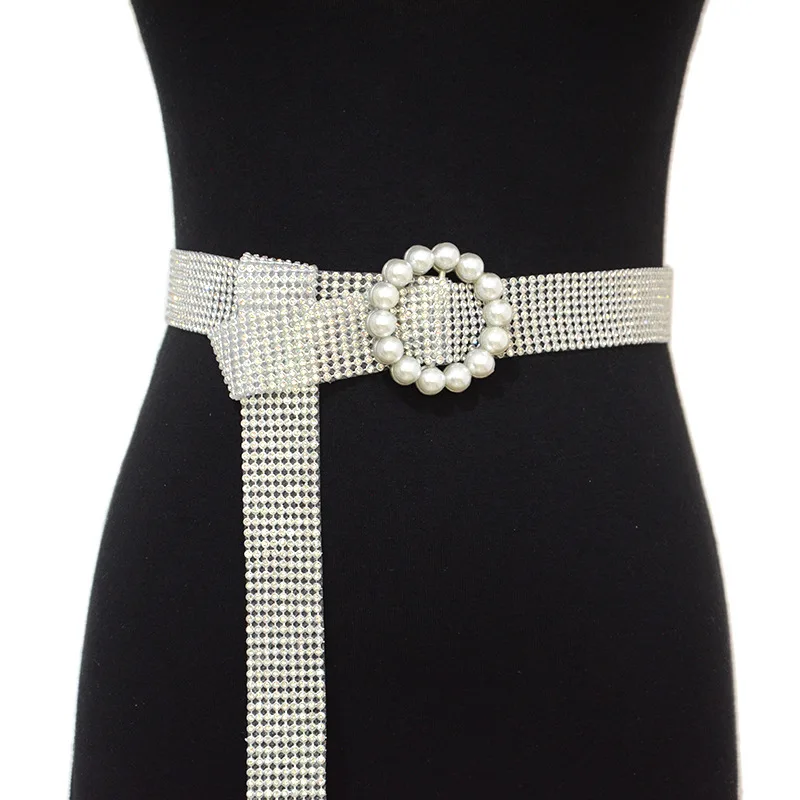 

113CM Sliver Brilliant Waist Chain Women's Belt Full Rhinestone Crystal Belt Luxury Large Party Waist Belts For Girl Gift