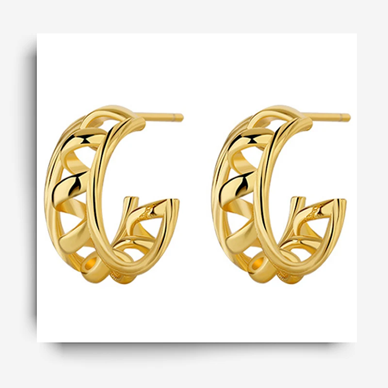 

Simple Personality 925 Silver Needle Fashion Geometric Versatile Metal Stud Earring For Women Cool Girls Ear Jewelry Accessories