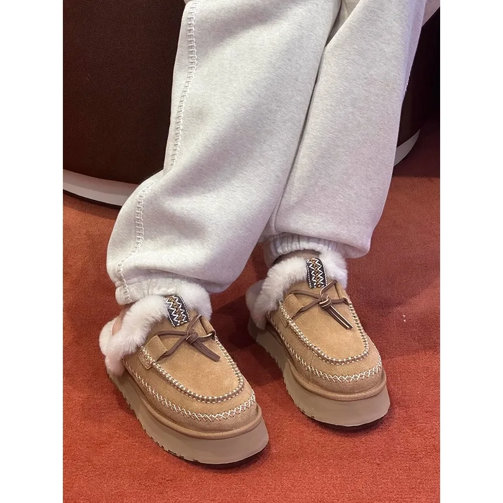 NIGO/женские осенне-зимние шерстяные тапочки в этническом стиле уличная обувь на