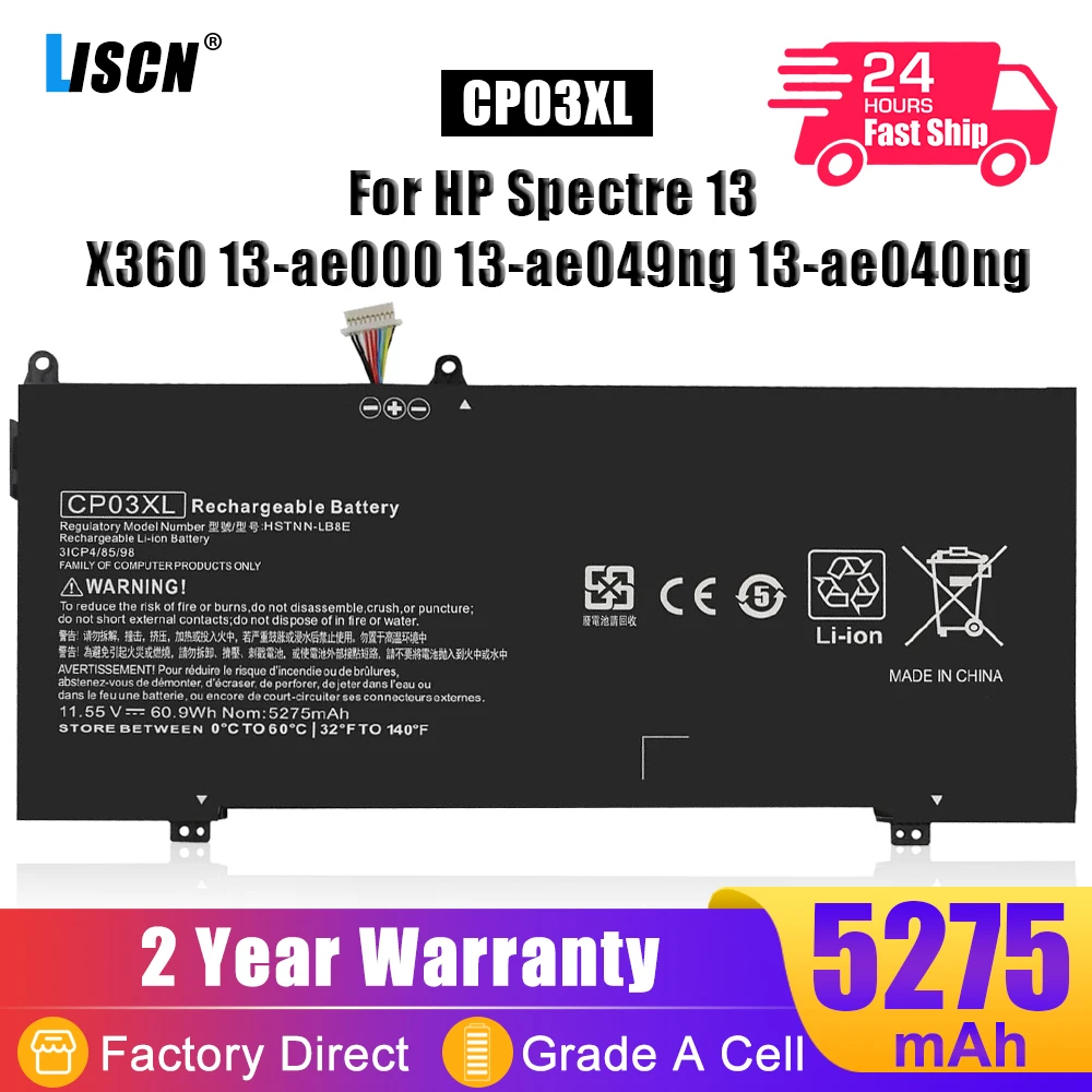 Аккумулятор LISCN 60 9 Вт/ч CP03XL для HP Spectre x360 13-ae049ng 13-ae040ng 13-ae011ur 13-ae052nr 13-ae006no 13-ae001ng HSTNN-LB8E