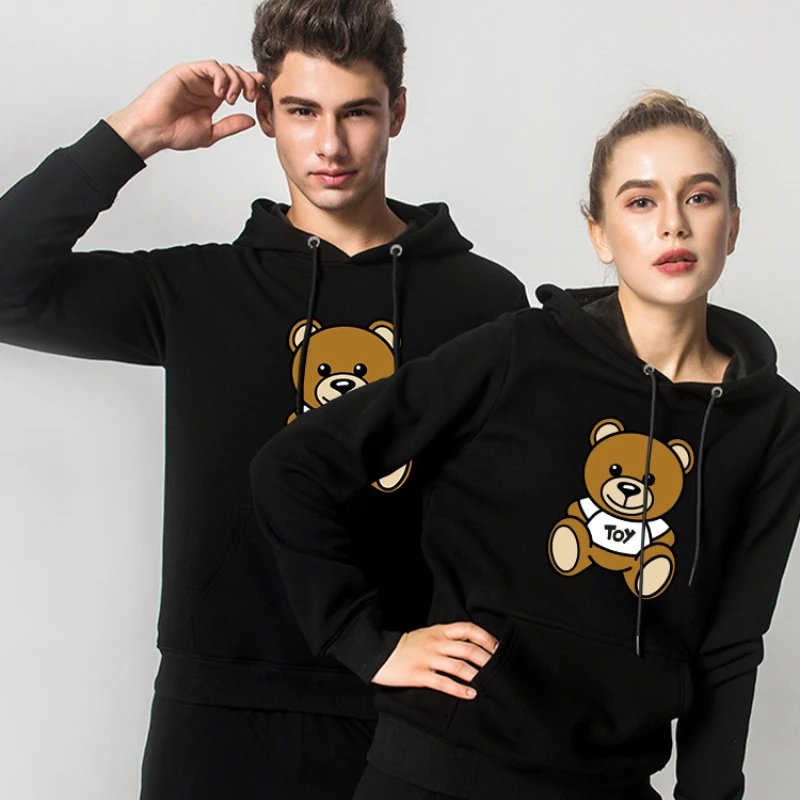 

Men's Tracksuits Cartoon Bear Print Long Sleeve Hoodie and Pants for Couple Spring Fall Jogging Suit Solid Solid Golf Lovers Set