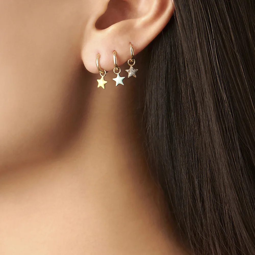 

3pc/set Minimalist Hanging Earring Colorful Five-pointed Star Ghost Pendant Earrings for Women Dangle Earring Jewelry