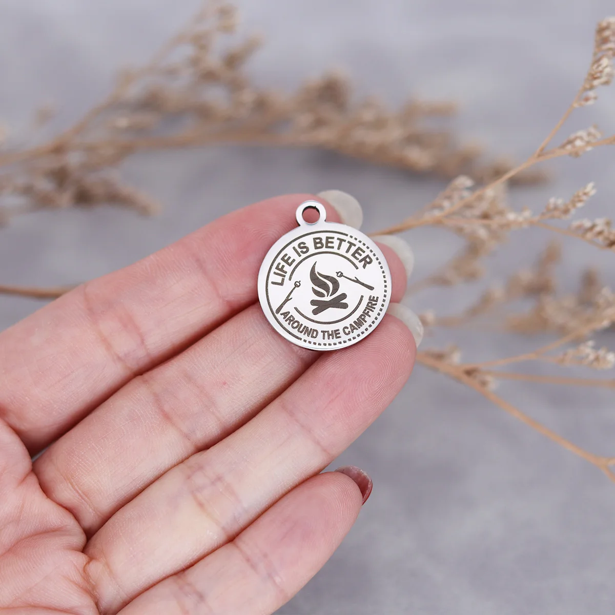 

3pcs Life Is Better Around The Campfire Stainless Steel Laser Engraved Charm for Jewelry Making Necklace Keychain Supplies