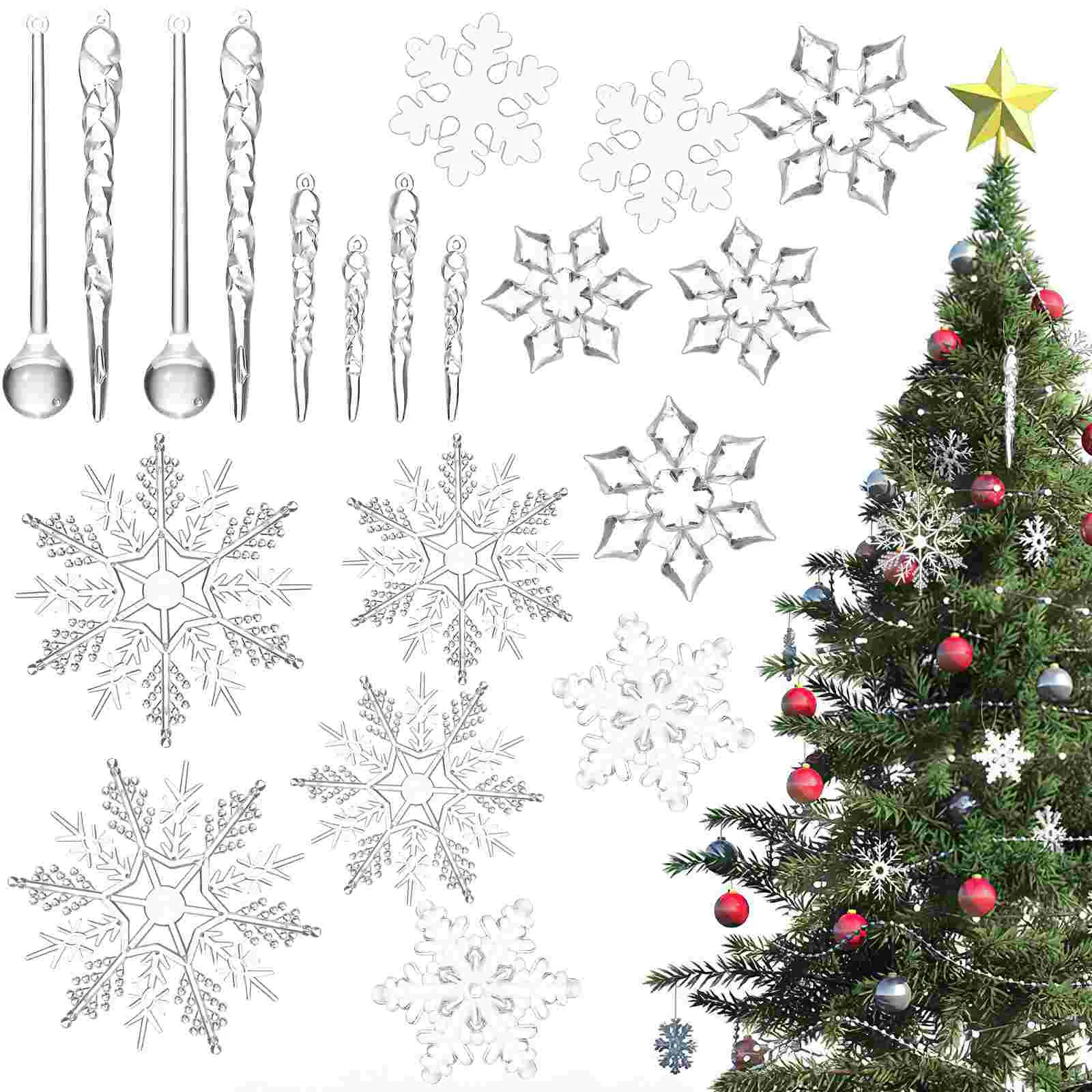 

Christmas Fake Snowflake Christmas Tree Hanging Ornament Xmas Hanging Snowflake Christmas Decoration New Year Party Supplies