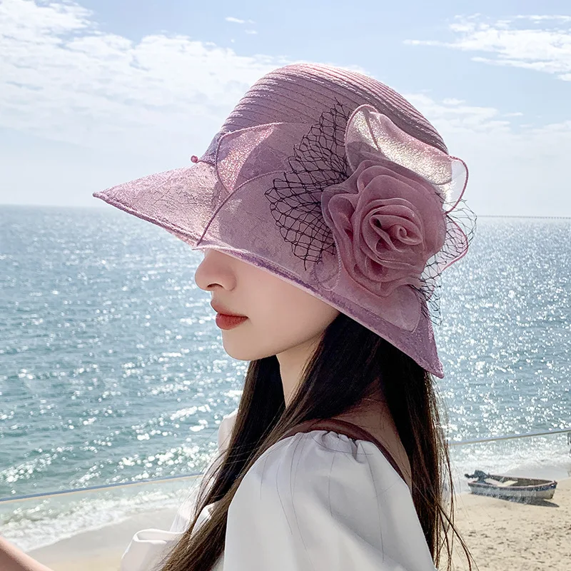 Корейский стиль летняя Новинка кружевная маленькая Панама из органзы с жемчугом