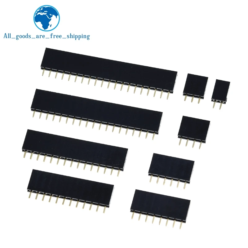 

10PCS Single Row Pin Female Header Socket Pitch 2.54mm 1*2P 3P 4P 6P 8P 12P 15P 20P 40P Pin Connector For Arduino