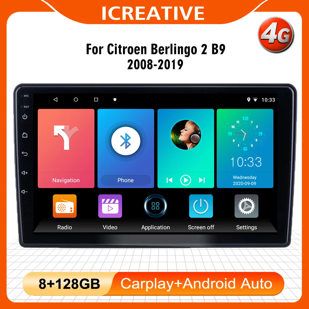 

2 Din Car Radio For Citroen Berlingo B9 Peugeot Partner 2008-2018 4G WIFI GPS Navigation Multimedia Player Carplay Android AUTO