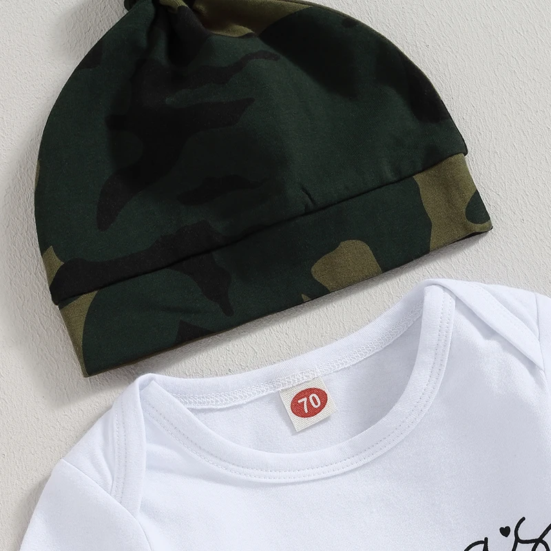 

3 шт., детский камуфляжный комбинезон с длинными рукавами и надписью