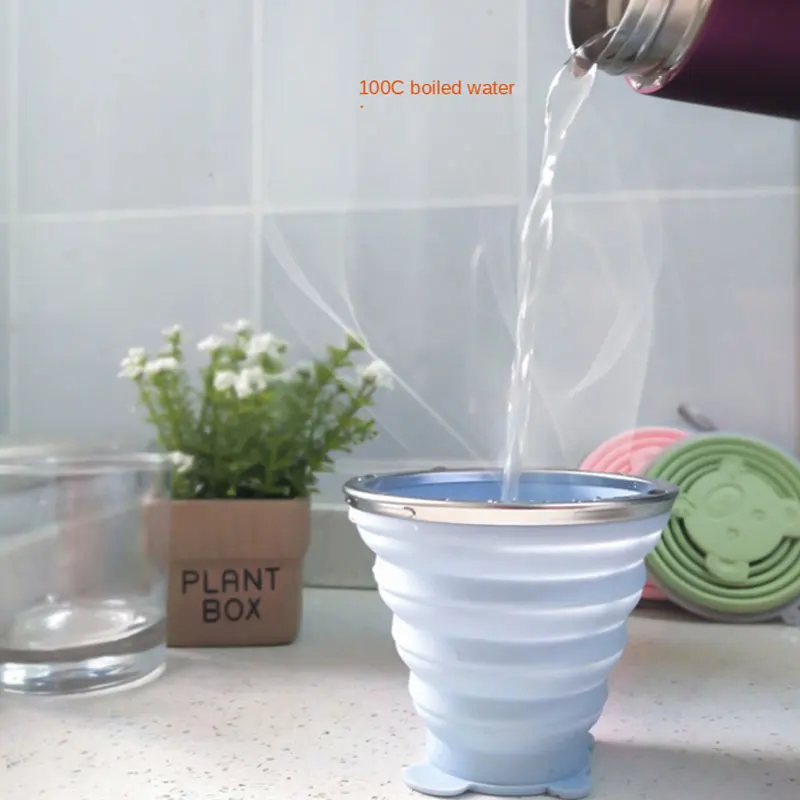 

2 шт., складной силиконовый котелок для кемпинга, устойчивый к высоким температурам