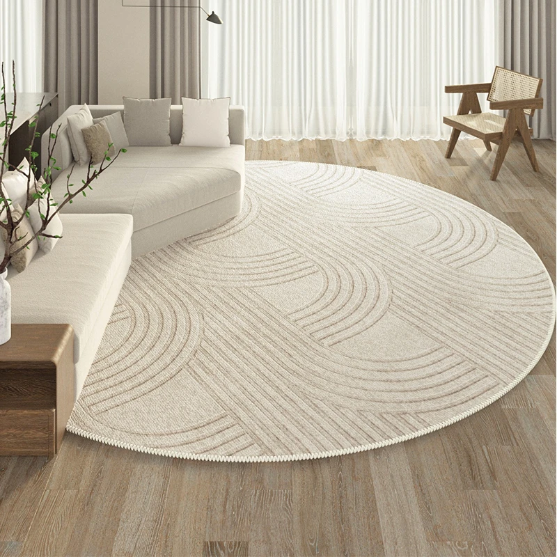 

Round Carpets for Living Room Home Decor Luxury Advanced Fashion Minimalist Wabi-sabi Striped Large Area Bedroom Polyester Rug