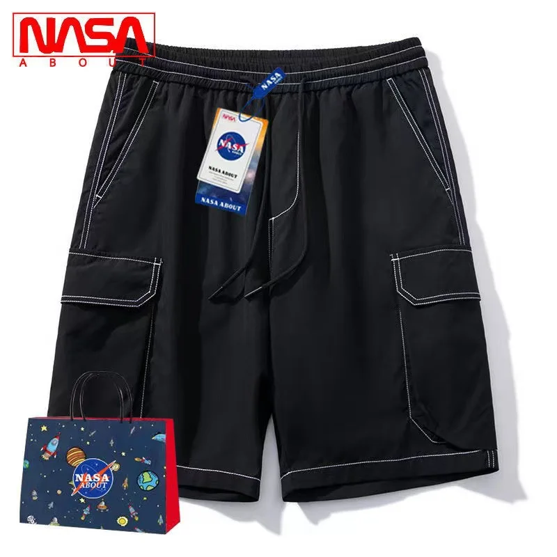 

NAS-A Joint High Quality Summer Men's Casual Shorts Loose Outerwear Sweatpants Overalls Black Versatile Cotton Cropped Pants