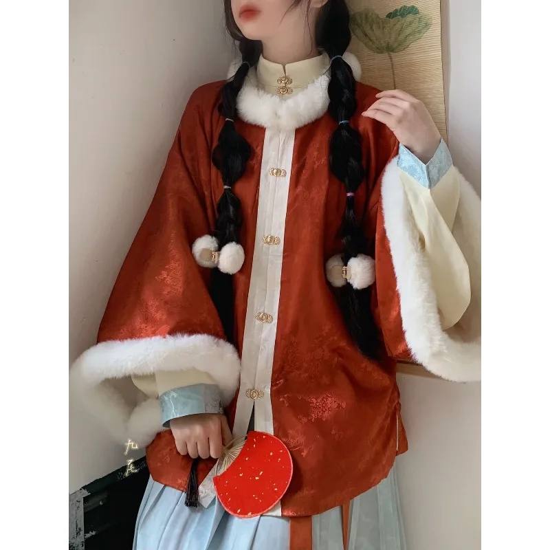 Китайский традиционный женский топ ханьфу в стиле династии Мин с круглым вырезом