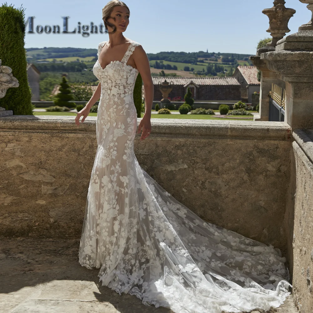 

MoonlightShadow Роскошная Русалка Женское милое платье со шлейфом изящное длинное индивидуальное платье для свадьбы
