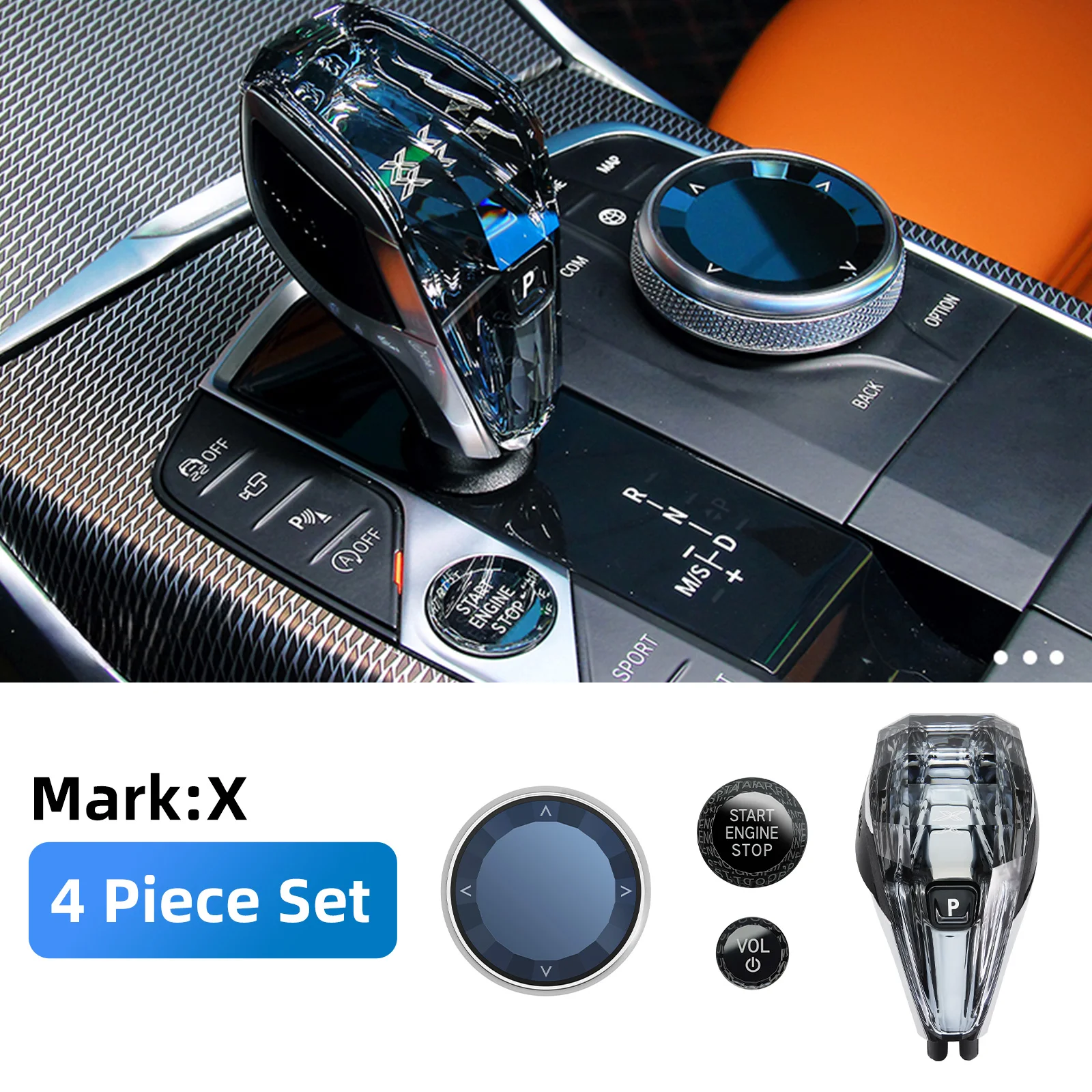 

Автомобильный кристаллический рычаг переключения передач с коротким стержнем для BMW G20 G21 iX3 G08 X3 G01 X6 G06 X7 G07 X5 G05 с кнопкой громкости запуска