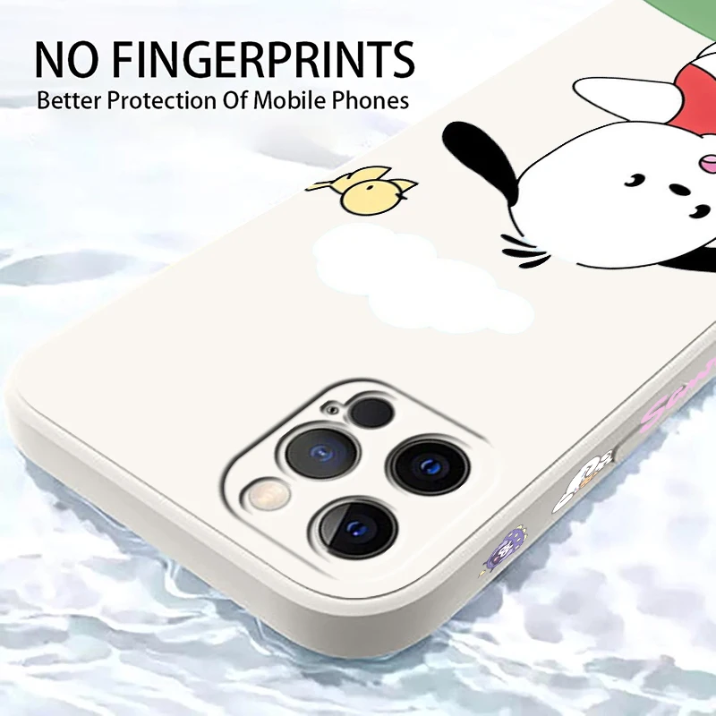 Sanrio мультфильм Pacha собака жидкая левая веревка для Apple iPhone 15 14 13 12 11 XS XR X 8 7 SE Pro Max Plus
