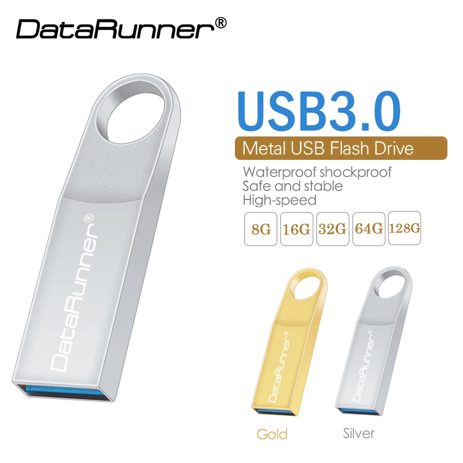 

DataRunner 128GB USB 3.0 Flash Drive Metal Pen Drive 8GB 16GB 32GB 64GB Pendrive Key Chain USB Stick 3.0 Memoria Flash Disk