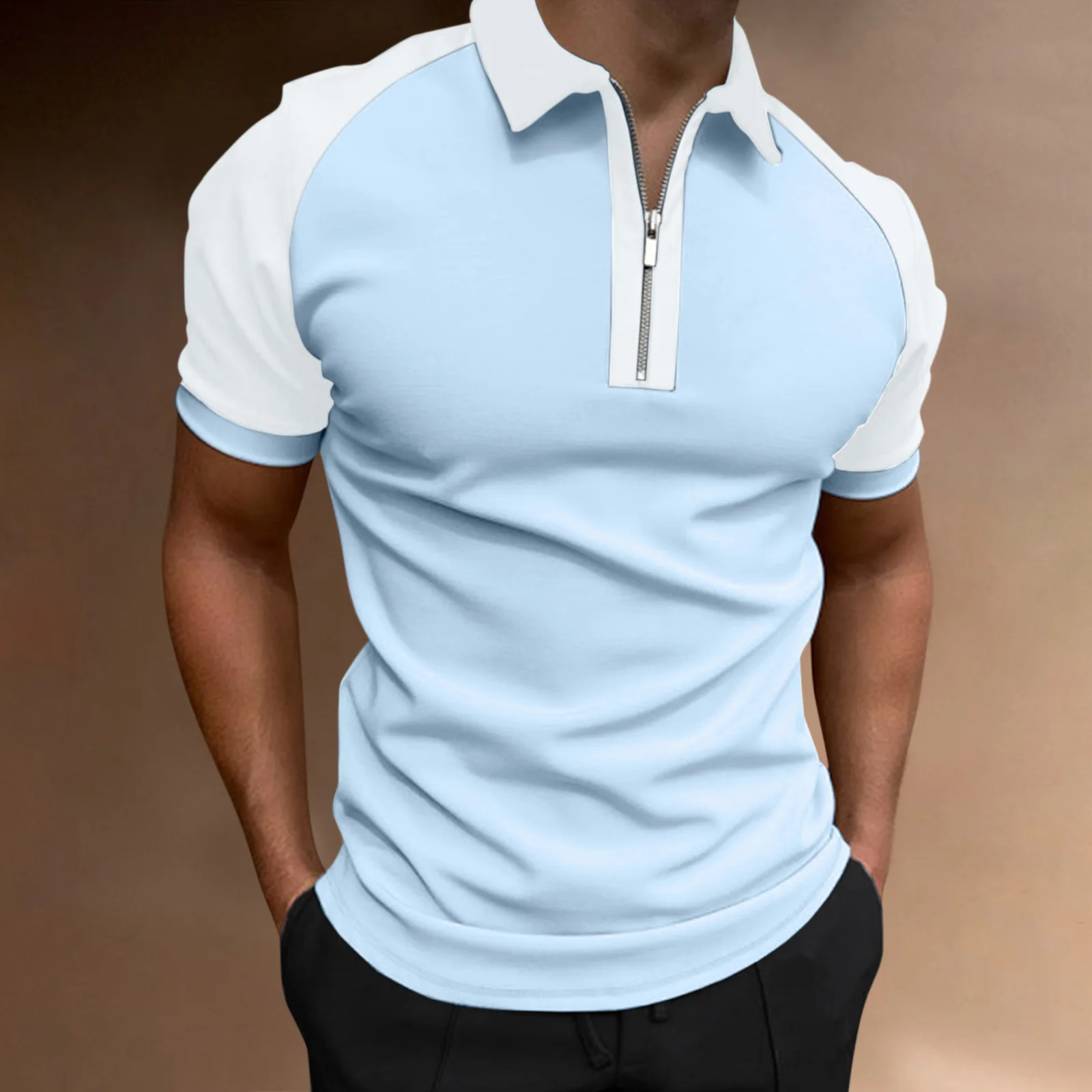 

Summer 2022 New Men's Clothing Polo Shirts Streetwear Print Casual Short Sleeve Tee Shirt Men Turn-Down Collar Zipper Polos