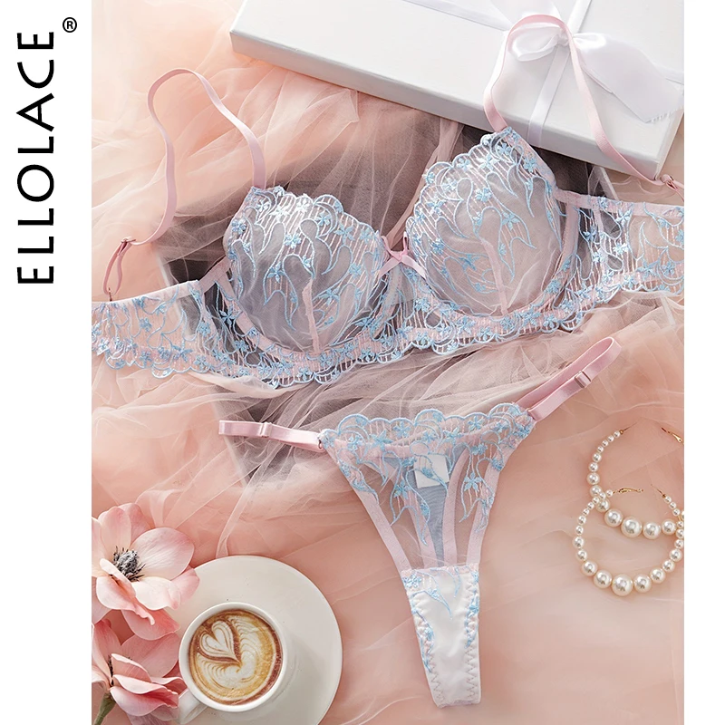 Ellolace Fairy Lingerie Ультра сексуальный прозрачный бюстгальтер Кружевное смелое нижнее