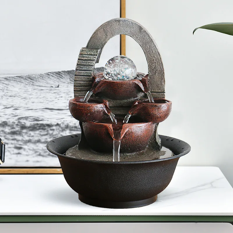 Светодиодный внутренний фонтан-водопад настольный 4-уровневый компьютер с