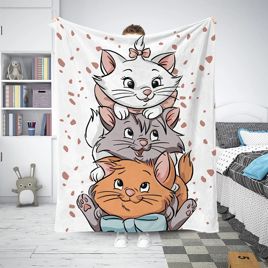 Фото Фланелевое одеяло с принтом Cat Adventure Cartoon Pattern, подходящее для всех сезонов, подходящее для гостиной, офиса, дивана и путешествий. №4