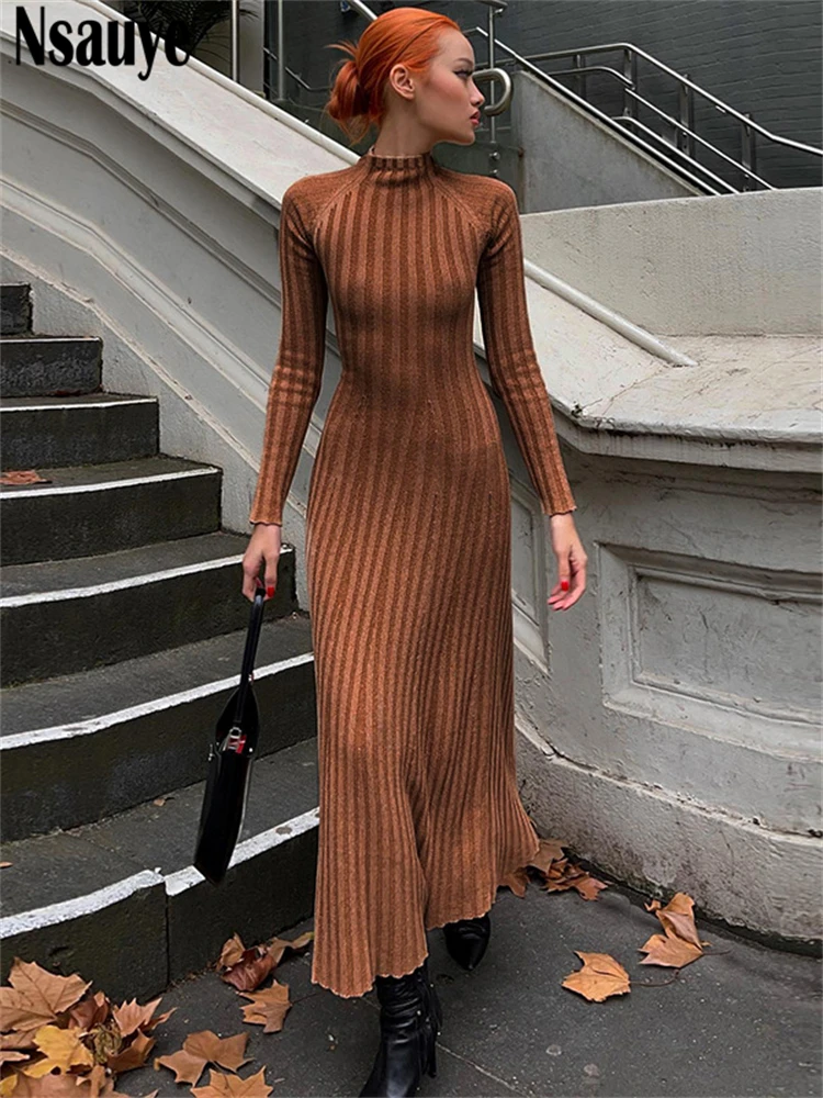 

Nsauye Повседневный пуловер с открытой спиной женское вязаное длинное платье-халат с вырезами сексуальное клубвечерние праздничное платье мо...