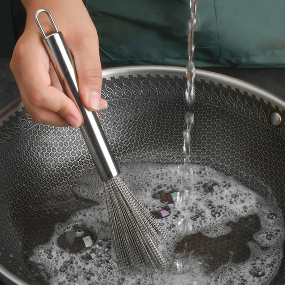 

New 304 Stainless Steel Kitchen Cleaning Brush Rust Pot Cleaning Brush Brush Pot Artifact Hangable Dishwashing Bowl Plates Brush