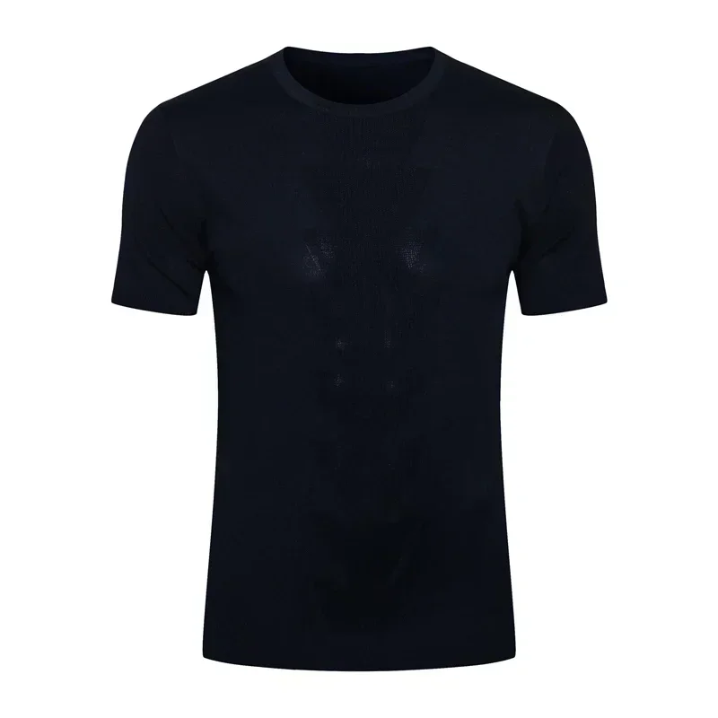 SIJITONGDA 2025 шелковая мужская рубашка новинка лета года короткая футболка с тонкой