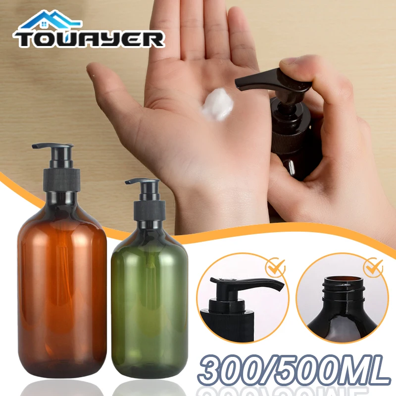 

300/500ml Bathroom Soap Dispenser Bottles Bath Pump Bottle Refillable Shampoo Shower Gel Liquid Empty Bottles Pump Bottle 1/2Pcs