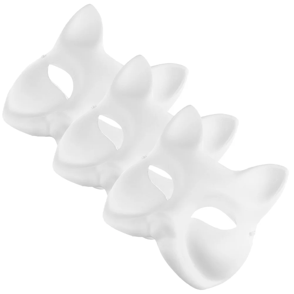 

3 Pcs Halloween Costumes DIY Mask Paintable Paper Masks Blank Fox Men Women Masquerade Pulp For Painting