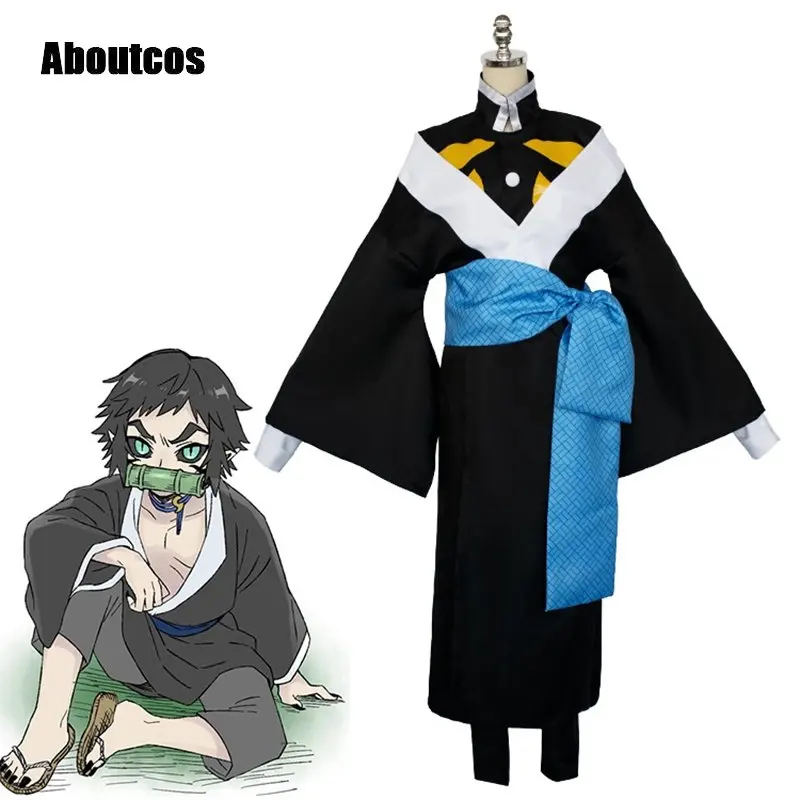 

Aboutcos Demon Slayer Kaigaku Japanese Kimono Suit Cosplay Costume Anime Kimono Halloween For Men