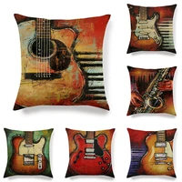 daily living room sofa cushion decoration oil painting guitar home soft decorative pillow case linen pillow case throw pillows