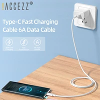 accezz usb to c super fast charging 66w 6a data cable type c wire pvc for huawei p30 p40 pro nova 7 6 5 honor 30 pro data cord