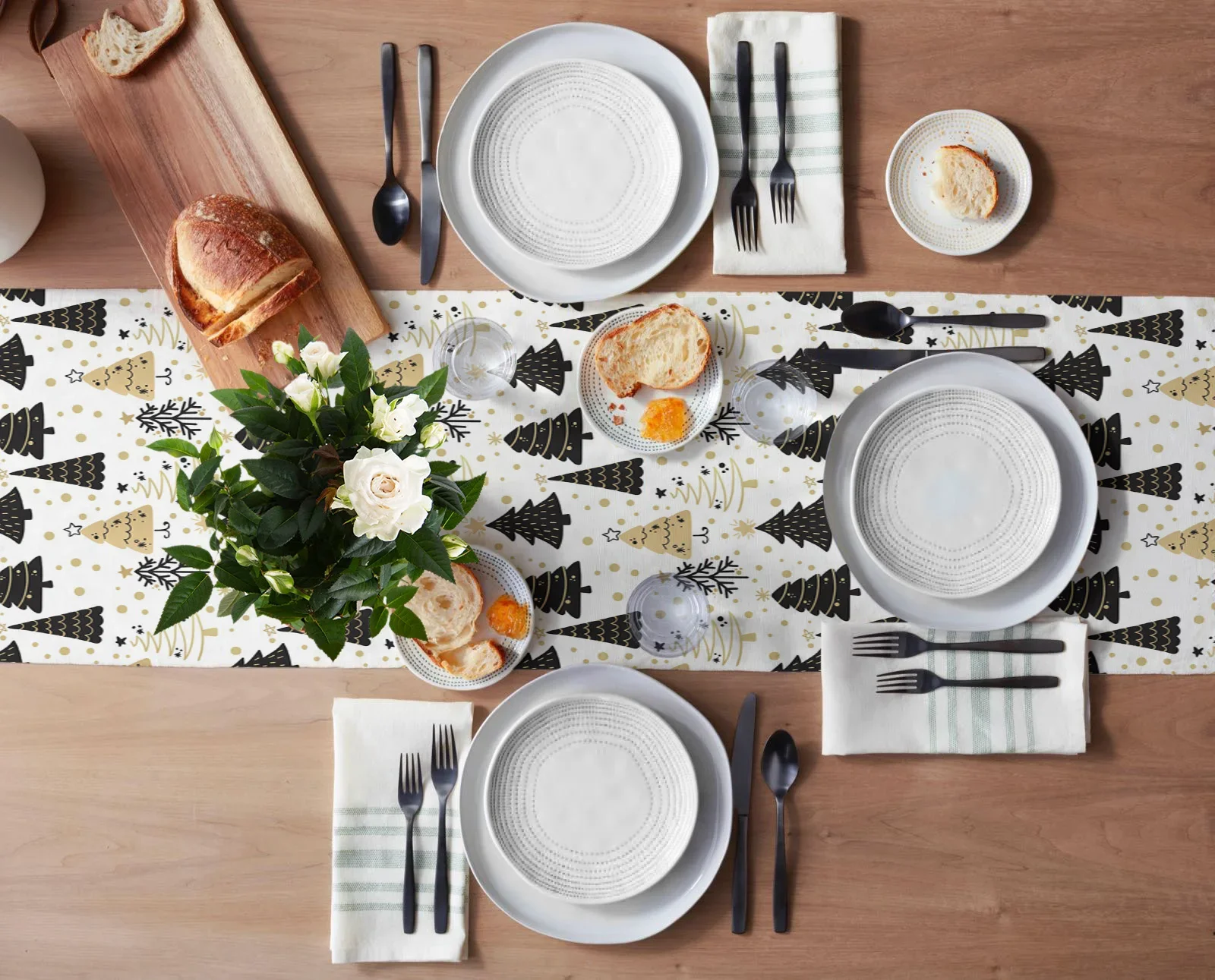 Черная и Золотая настольная дорожка на рождественскую елку для свадебной