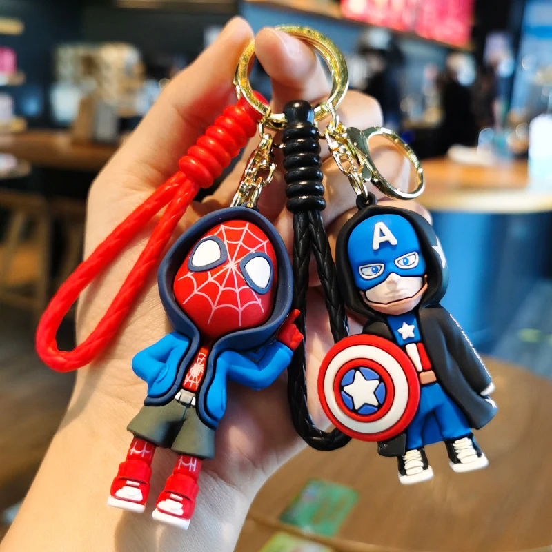 

Disney Spider Man Cute Doll Pendant Action Figures Avengers Iron Man Captain America Keychain Bag Keyring Pendant Birthday Gifts