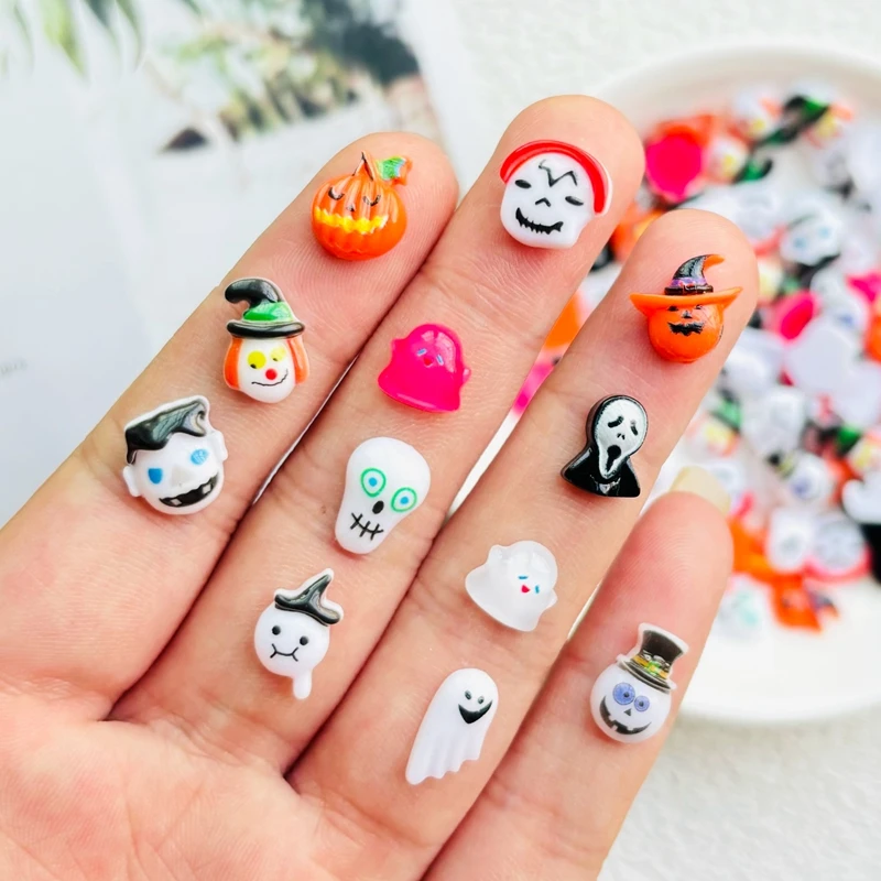 50 Шт. Мини-смола 3D Украшения Для Дизайна Ногтей Хэллоуин Мультяшные Животные