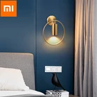 Современный настенный светодиодный светильник Xiaomi Mijia, комнатное украшение с золотым кольцом для гостиной в скандинавском стиле, бра для освещения туалетной комнаты, спальни, лестницы