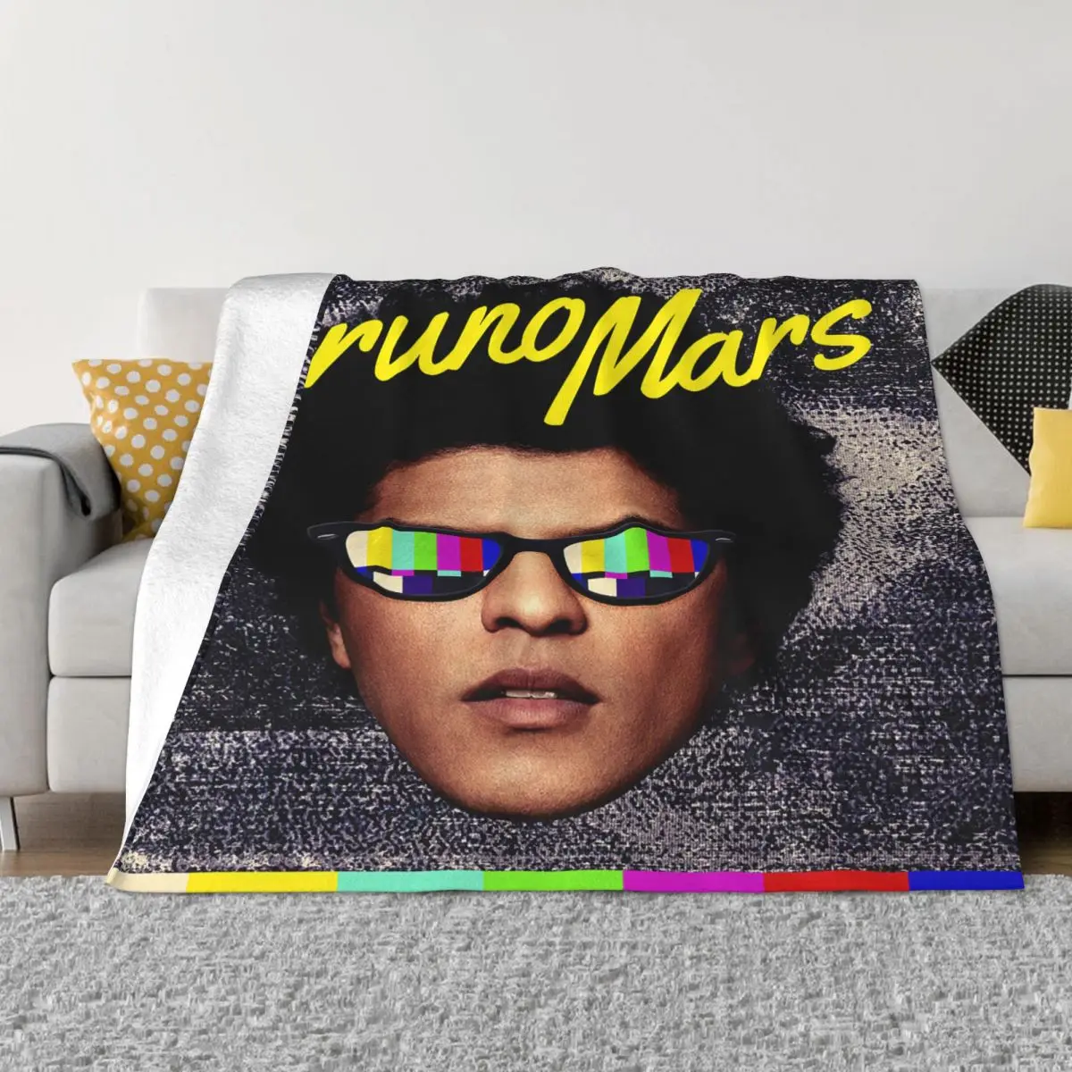 

Bruno Mars Blanket Flannel Printed Multifunction Soft Throw Blanket for Home Outdoor Rug Piece