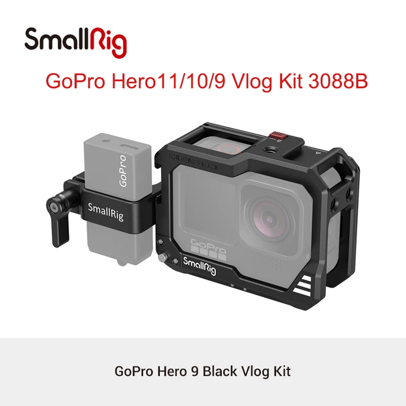 

SmallRig 3084 GoPro Hero 11/10/9 Black Cage Vlog Kit Compatible With Microphone Adapters Camera Accessories Metal Adapter Holder