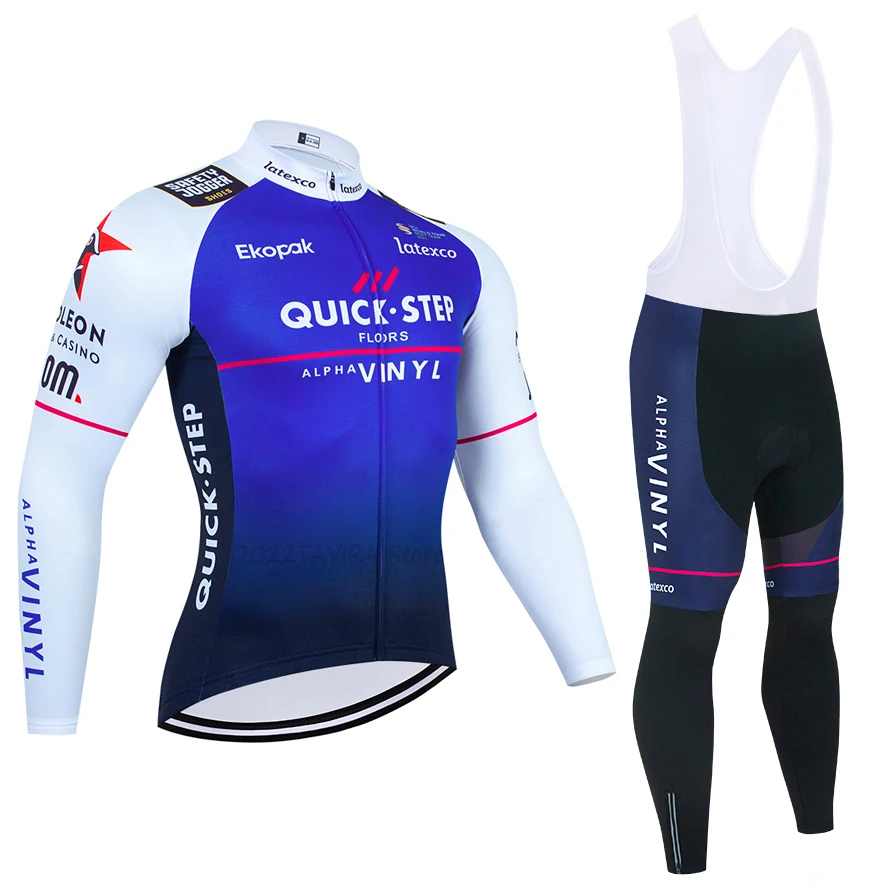 

2022 белый комплект QUICKSTEP для команды, длинные велосипедные Джерси, велосипедные брюки, Мужская одежда, велосипедный термальный флис, велосип...