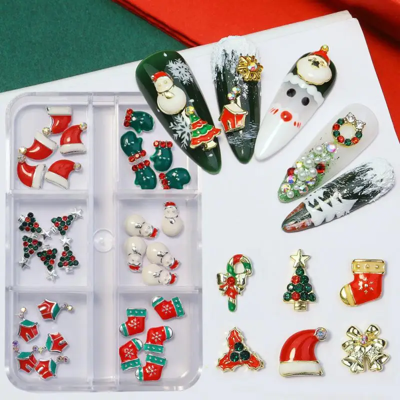 

Designs Christmas Tree sock snowflake Nail Art Decorations Alloy Metal DIY 3D Nail Rhinestones Accessories Jewelry Tools
