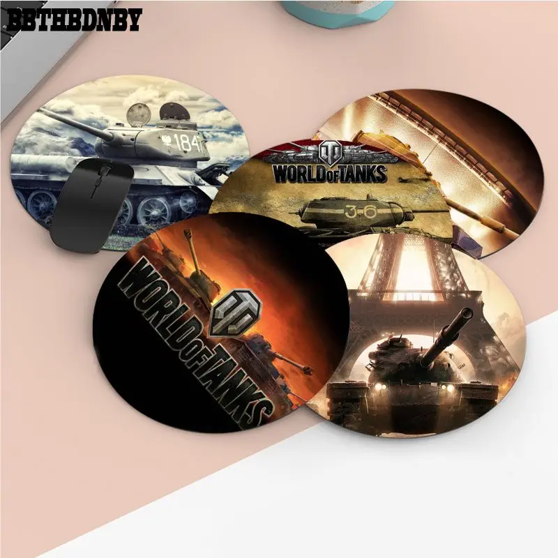 

World Of Tanks Gamer 22x22cm Round Office Student Gaming Thickened Writing Pad Non-slip Cushion Mouse Pad Desktop Mat