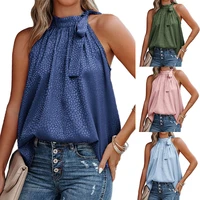 women tops sexy off shoulder halter lacing chiffon womens blouses elegant fashion solid sleeveless shirt pullover vest 2022 new