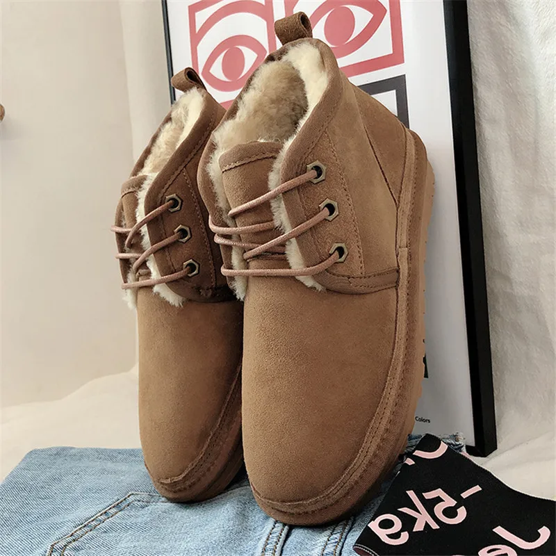 Женские зимние ботинки из натуральной овечьей кожи до щиколотки