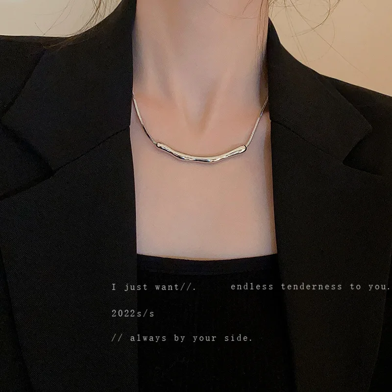 

Женское Ожерелье с холодным ветром, необычное Плиссированное ожерелье с дугой, простая модная универсальная цепочка на шею, характерное Женское Ожерелье