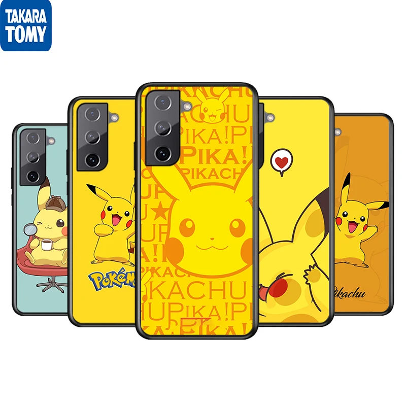 

Anime Cartoon Pikachu For Samsung Galaxy S22 S21 S20 Ultra Plus Pro S10 S9 S8 S7 4G 5G Soft Black Phone Case Funda Coque Cover