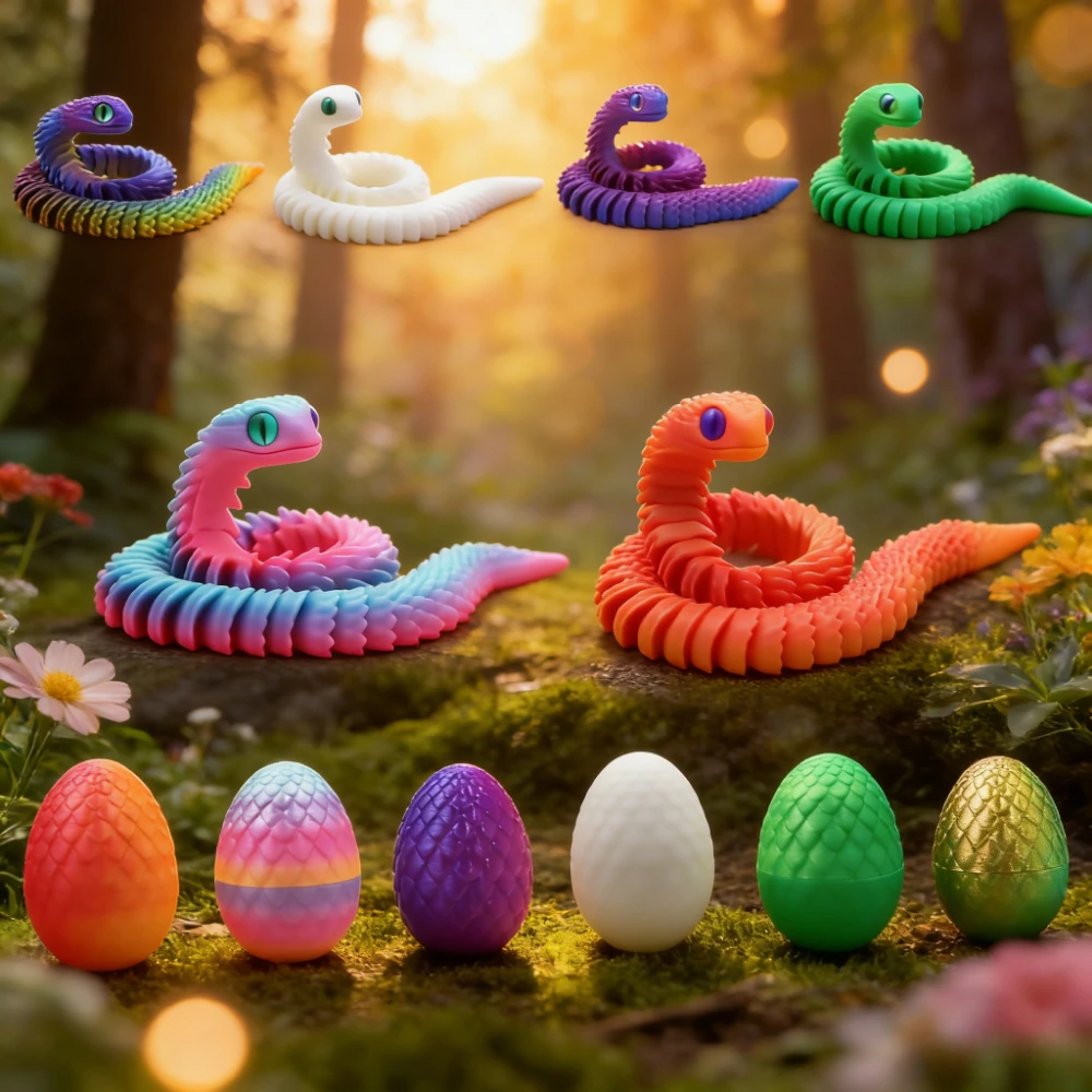 Фото 3D печатные игрушки в виде змеи зодиака, лазерная модель дракона, Viper, змея, ремесло, ювелирные изделия, совместная деятельность, моделирование животных, детский подарок для дома №2
