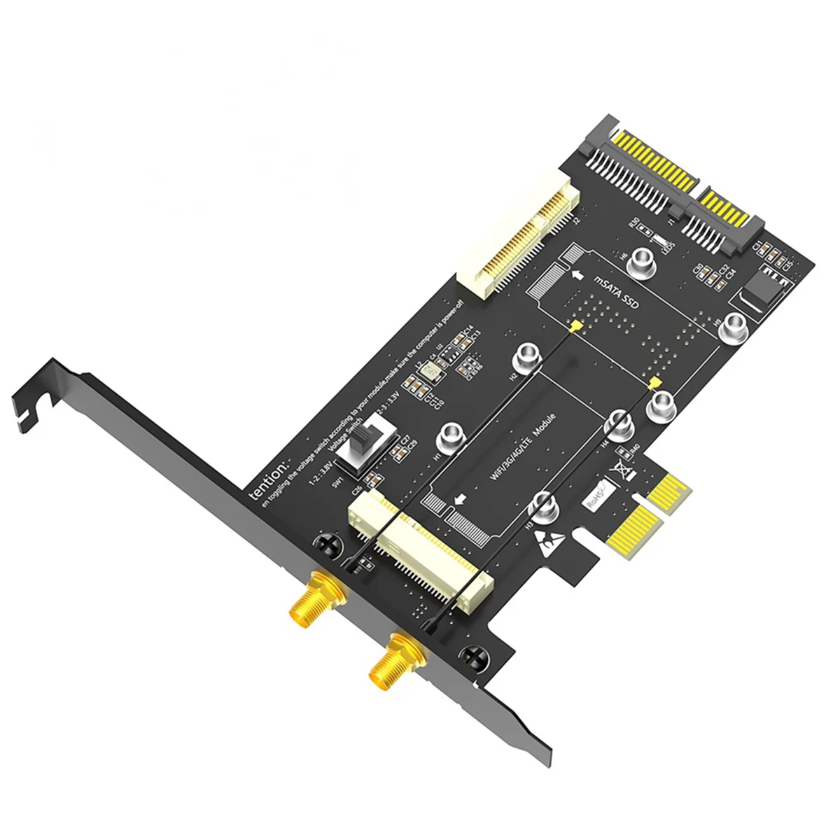 2-в-1 комбинированный мини PCIE к PCI-E 1X адаптер и MSATA SATA3 со слотом для SIM-карты WiFi/